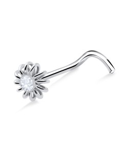 Gerbera Flower Shaped Silver Curved Nose Stud NSKB-10